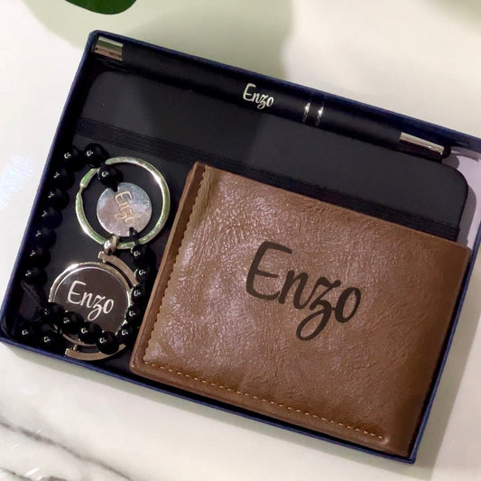 Portefeuille, Bloc-notes A6, Stylo, Porte-clés & Bracelet